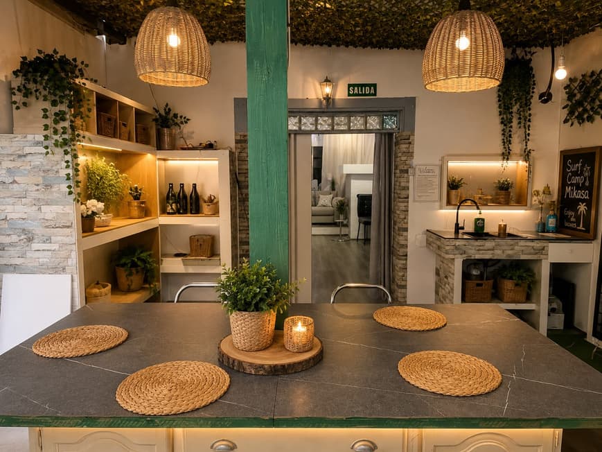 Sala Mikasa con espejos, plantas y espacio amplio